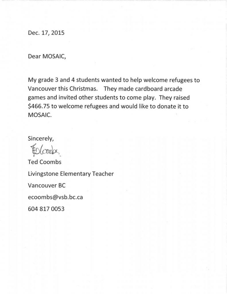 Teacher's Letter